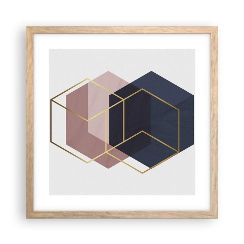 Plakat i ramme af lyst egetræ - Styrken ved enkelhed - 40x40 cm