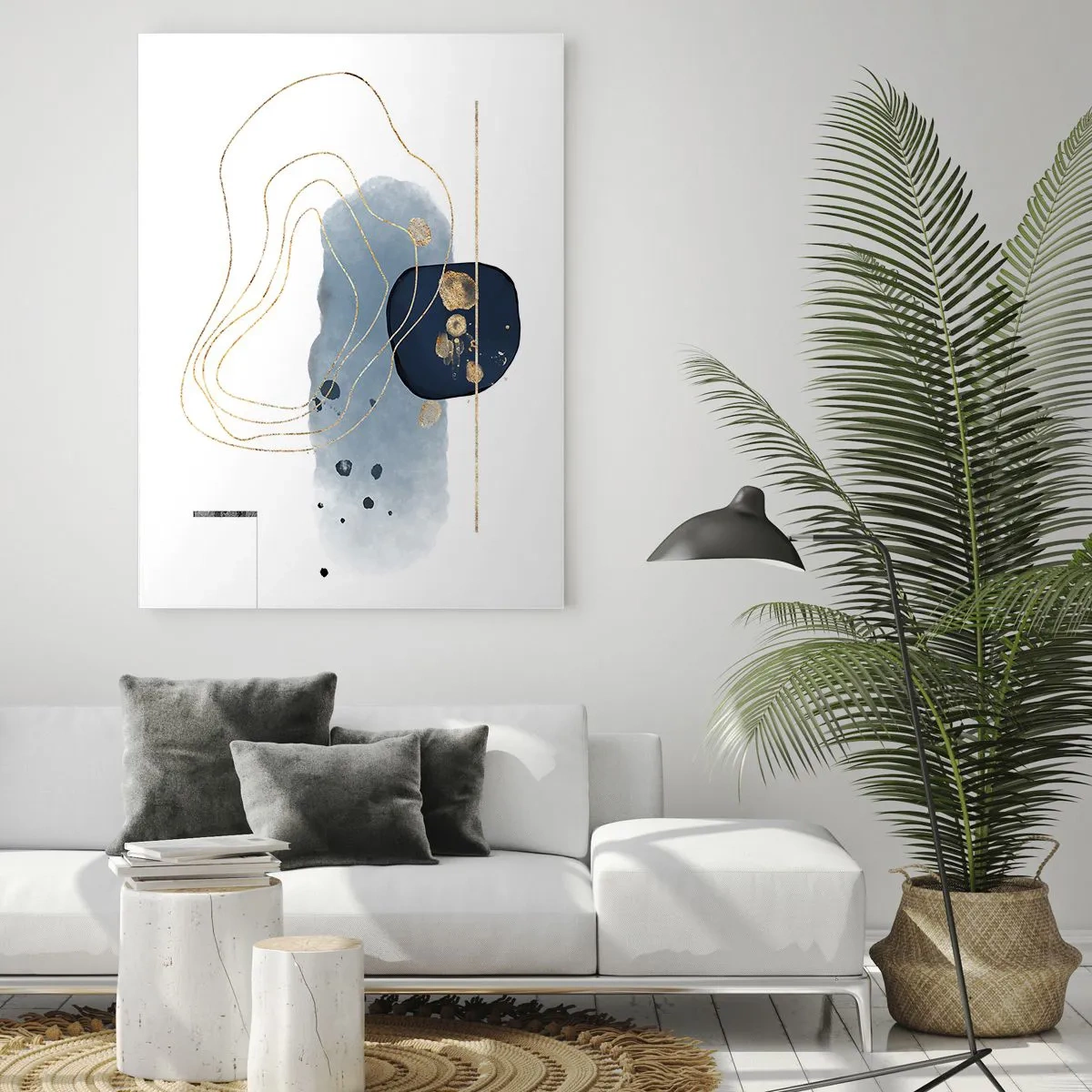 Billede på glas - Blå-gylden fantasi - 70x100 cm