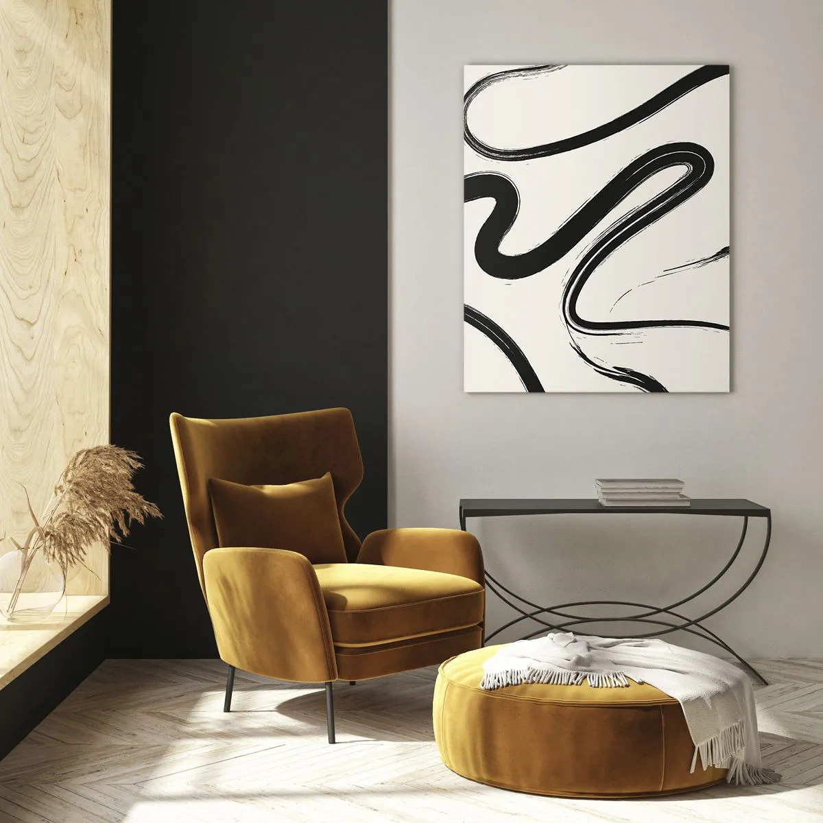Billede på glas - Sort og hvid fantasifuldhed - 50x70 cm