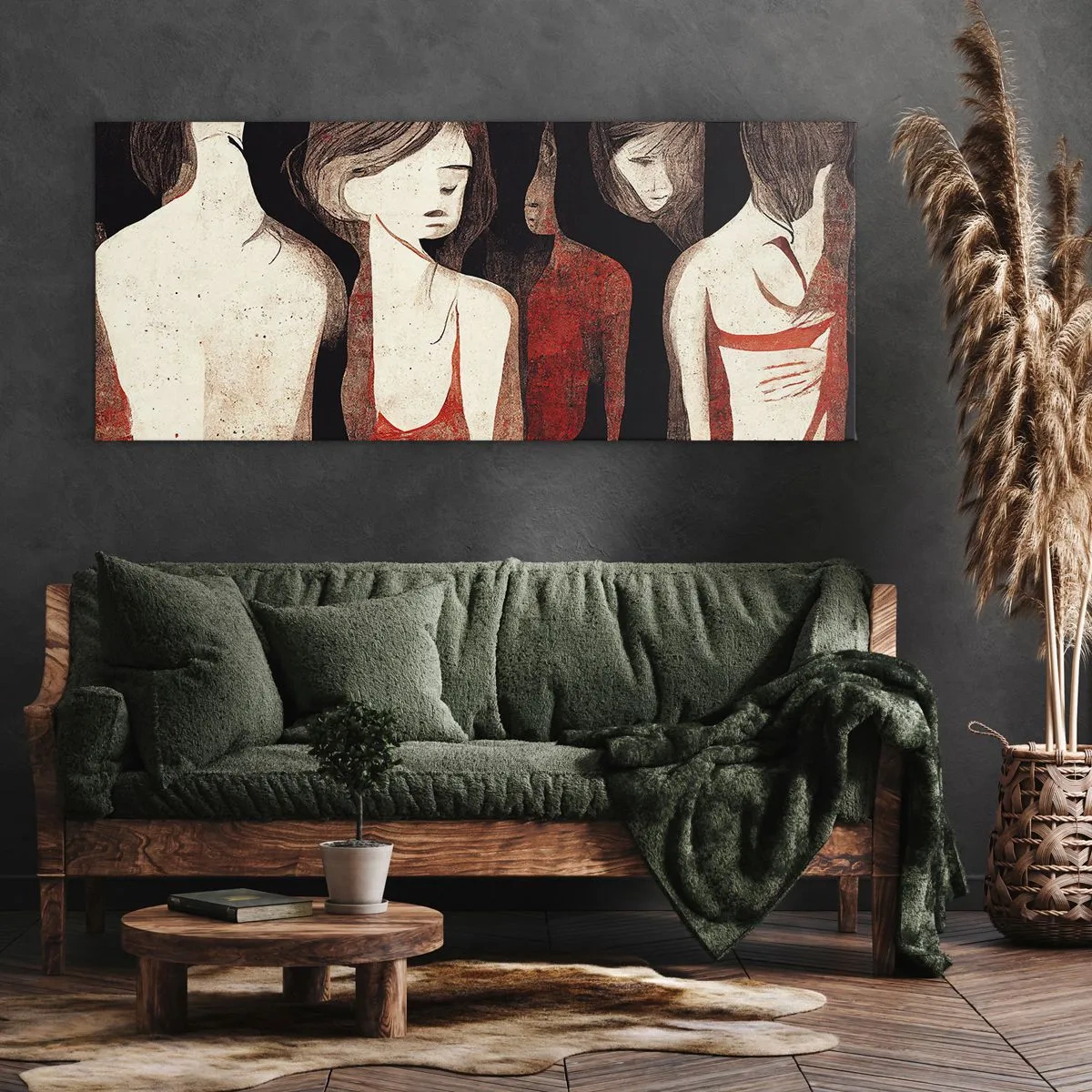 Lærredstryk - Billede på lærred - Mørkets madonnaer - 140x50 cm
