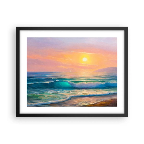 Plakat i sort ramme - Bølgernes turkisfarvede sang - 50x40 cm