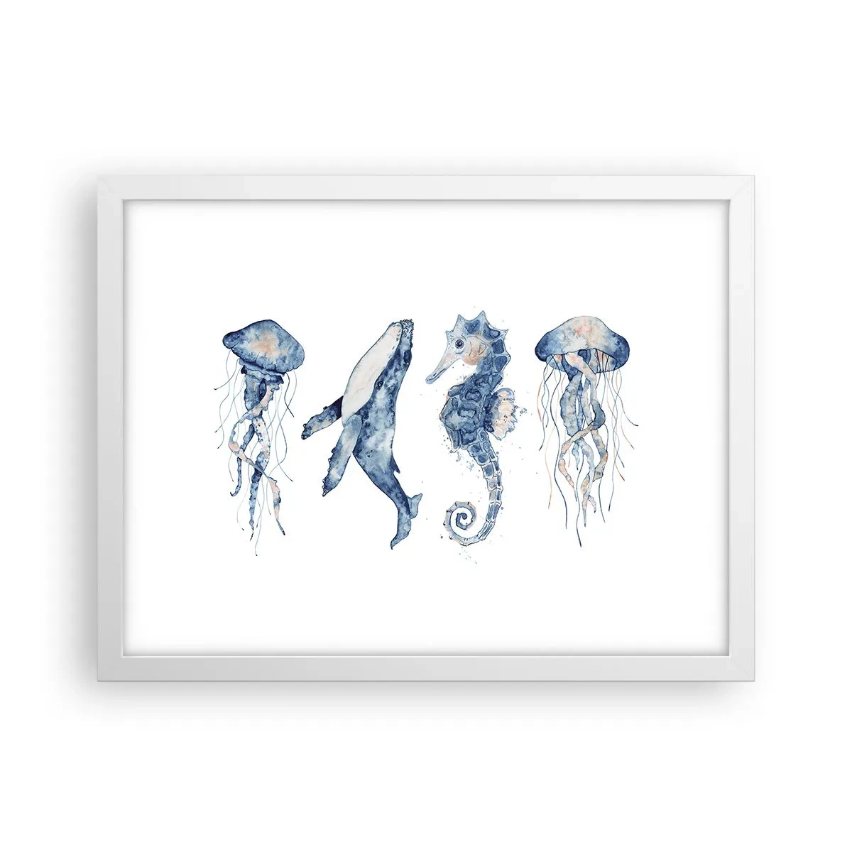 Plakat i hvid ramme - Havets vidundere - 40x30 cm