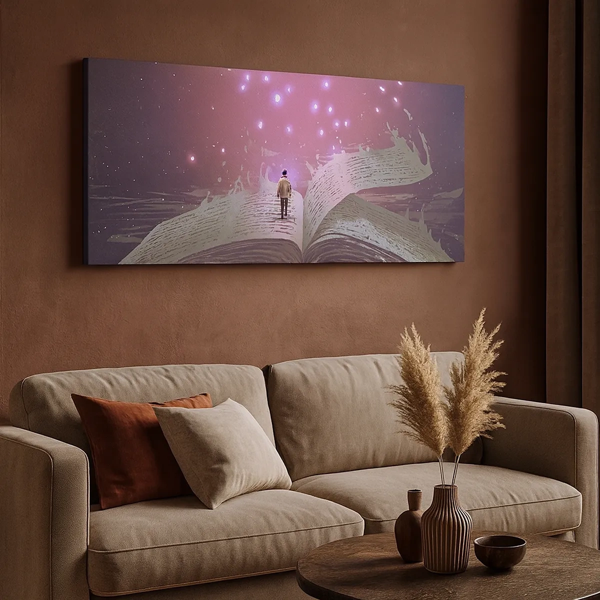 Lærredstryk - Billede på lærred - En invitation til en anden verden - læs den! - 30x30 cm