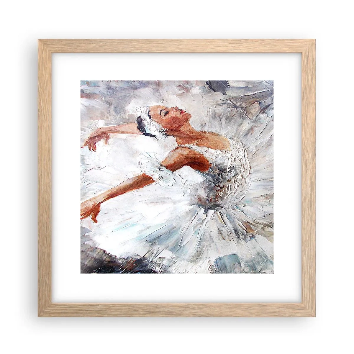 Plakat i ramme af lyst egetræ - Blød og let som tyl - 30x30 cm