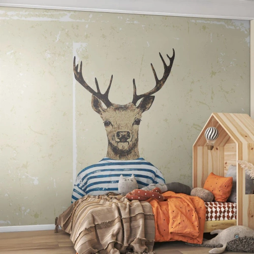 Fototapet Standard Eco - Fordi jeg kan lide stribede skjorter! - Abstraktion, Hjort, Stykke - 250x175 cm