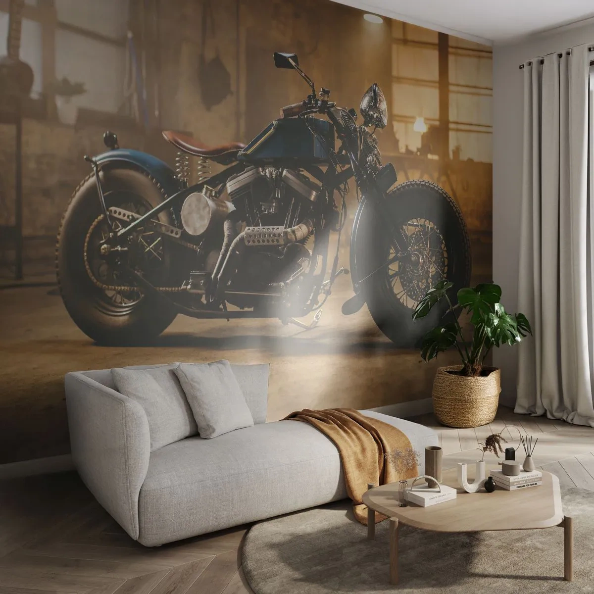 Fototapet Premium Sand - Jeg kan gøre alt - Motorcykel, Årgang, Automotive - 100x70 cm