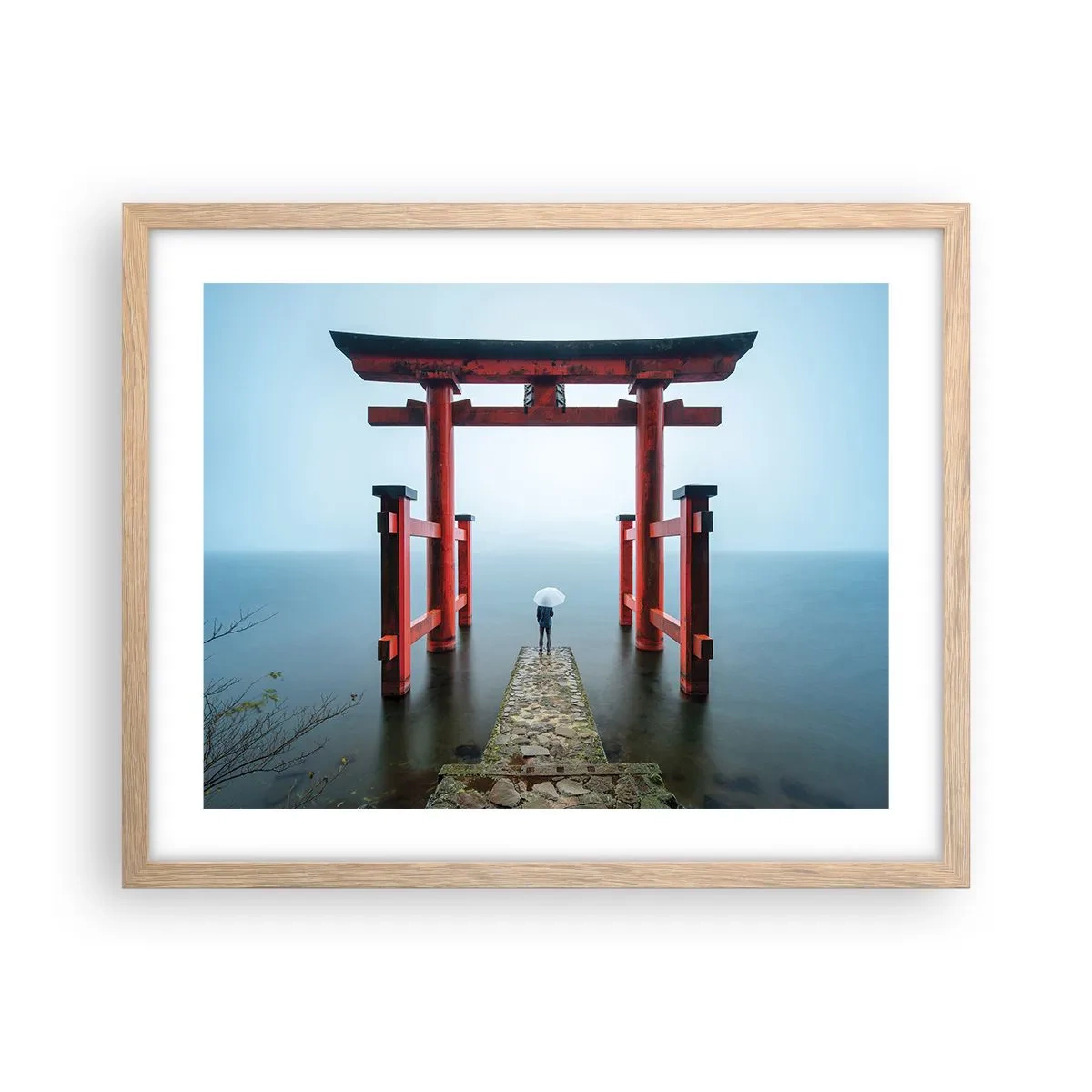 Plakat i ramme af lyst egetræ - Japansk drømmeri - 50x40 cm