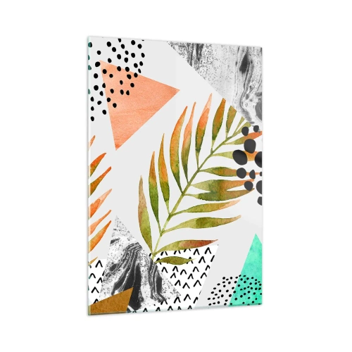 Billede på glas - Dekoration med palmeblade - 50x70 cm
