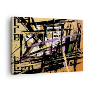 Lærredstryk - Billede på lærred - Abstrakte linjer og former på en beige baggrund - 70x50cm - Skarpt snit - Moderne vægdekoration til stue og soveværelse ARTTOR
