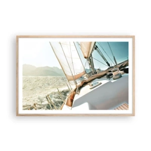 Plakat i ramme af lyst egetræ - Under fulde sejl - 91x61 cm