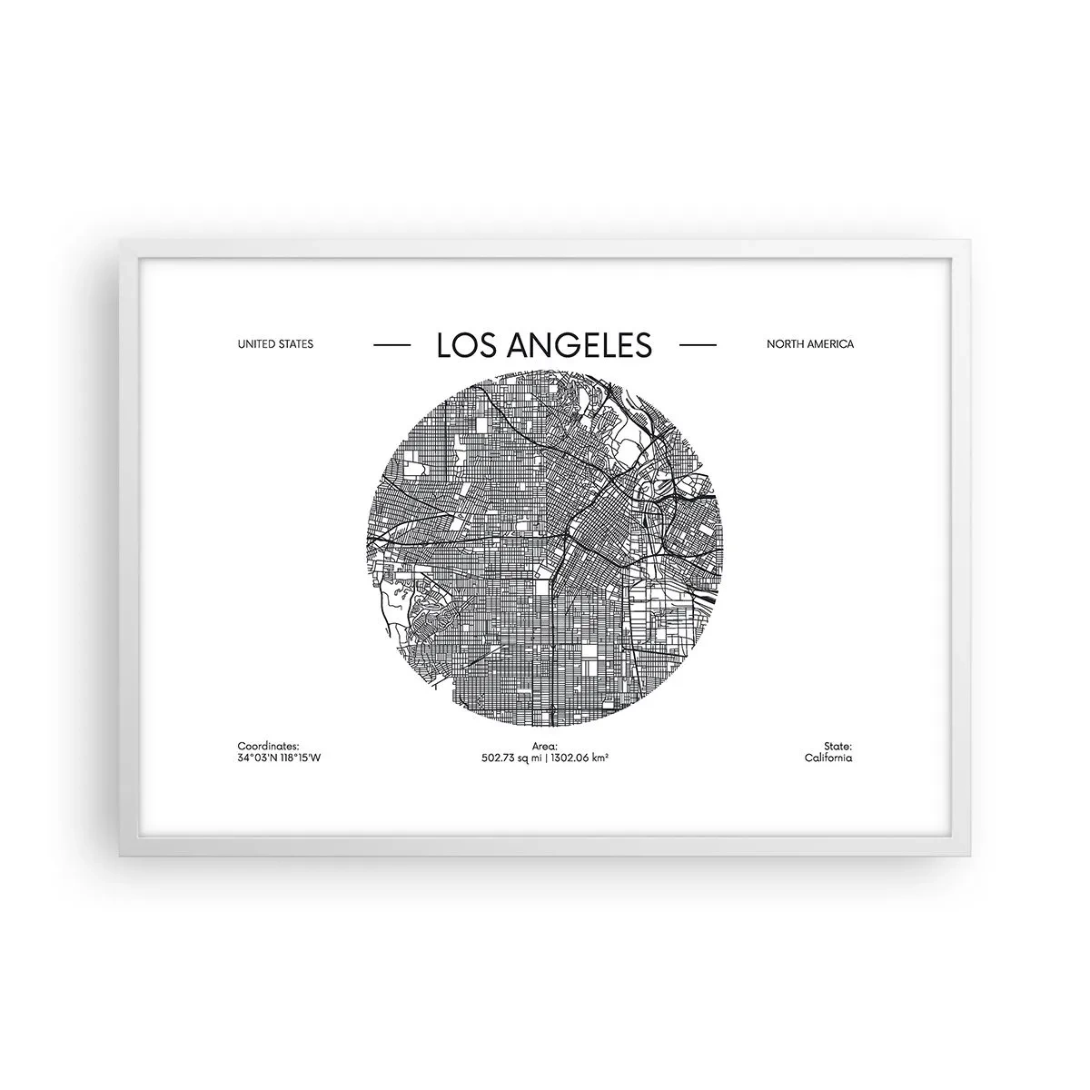Plakat i hvid ramme - Los Angeles' anatomi - 70x50 cm
