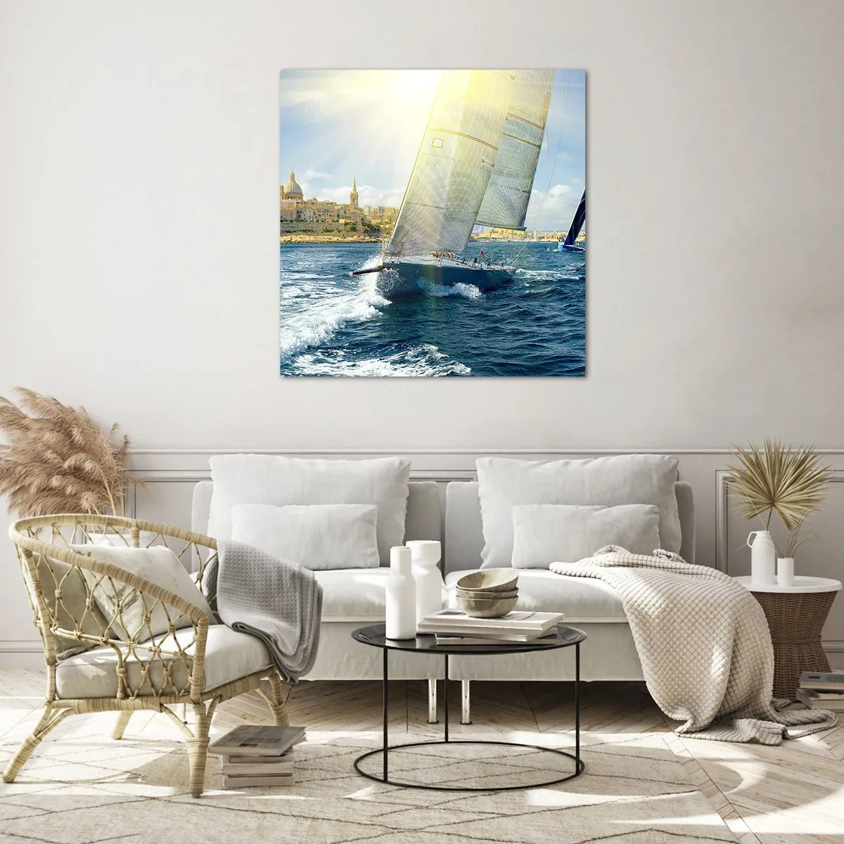 Billede på glas - Tid til at forlade byen - 70x70 cm