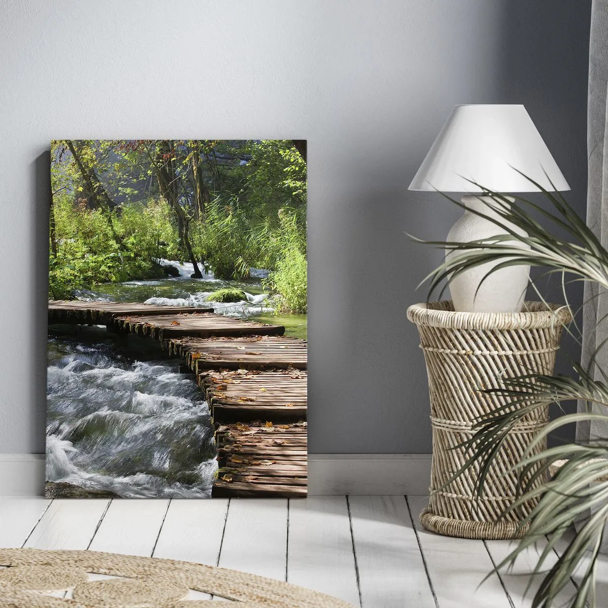 Lærredstryk - Billede på lærred - Over en skummende kaskade - 50x70 cm