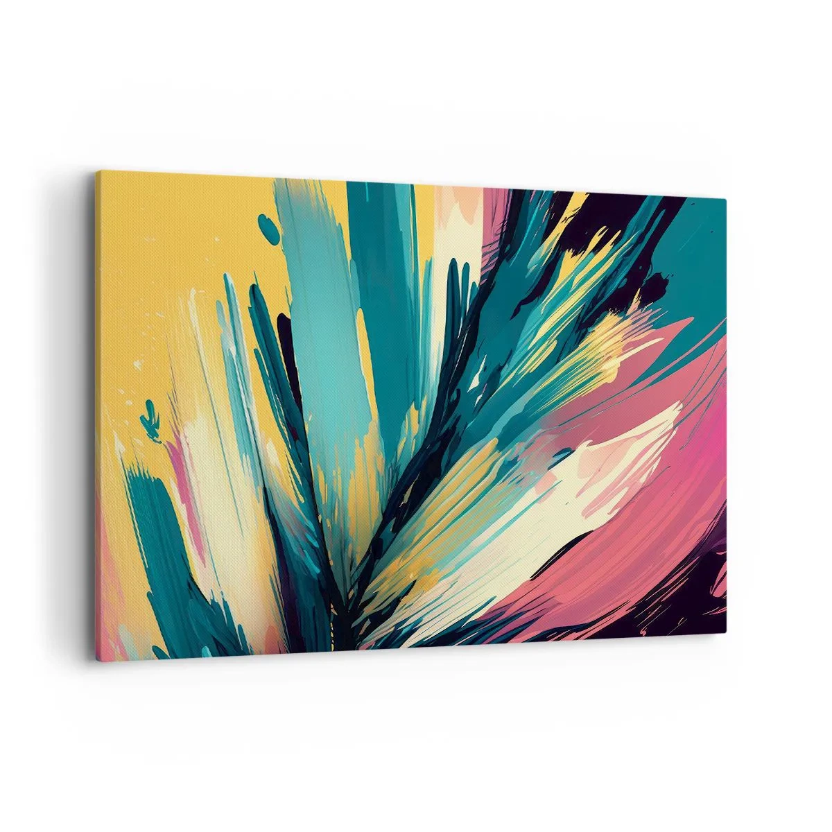 Lærredstryk - Billede på lærred - Komposition - en eksplosion af glæde - 100x70 cm