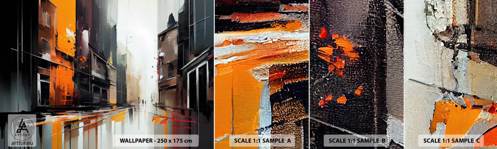 Prøve Fototapet Selvklæbende Deluxe Sticker - Regnfuld dag - Arkitektur, Moderne kunst, By - 100x30 cm