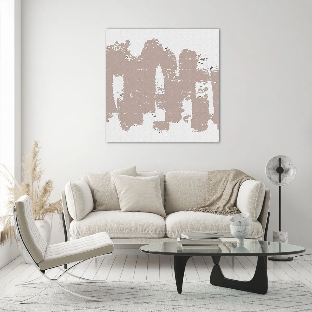 Billede på glas - Abstraktion i sart rosa - 60x60 cm