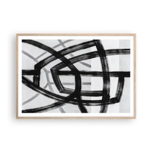 Plakat i ramme af lyst egetræ - Opbygning af dybde - 100x70 cm