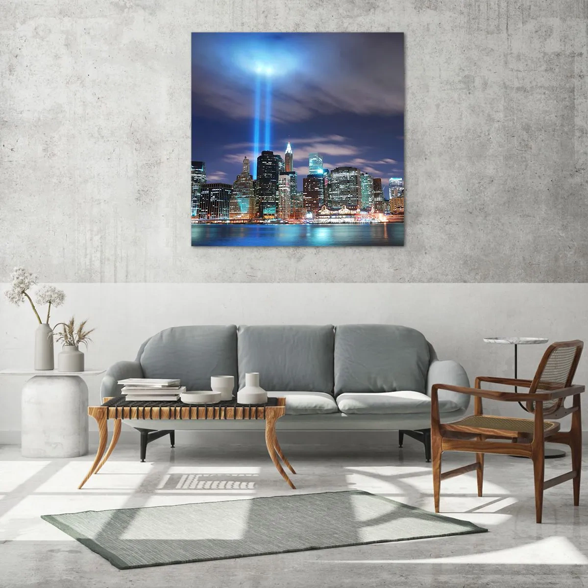 Billede på glas - Ræk mod himlen med lys - 40x40 cm