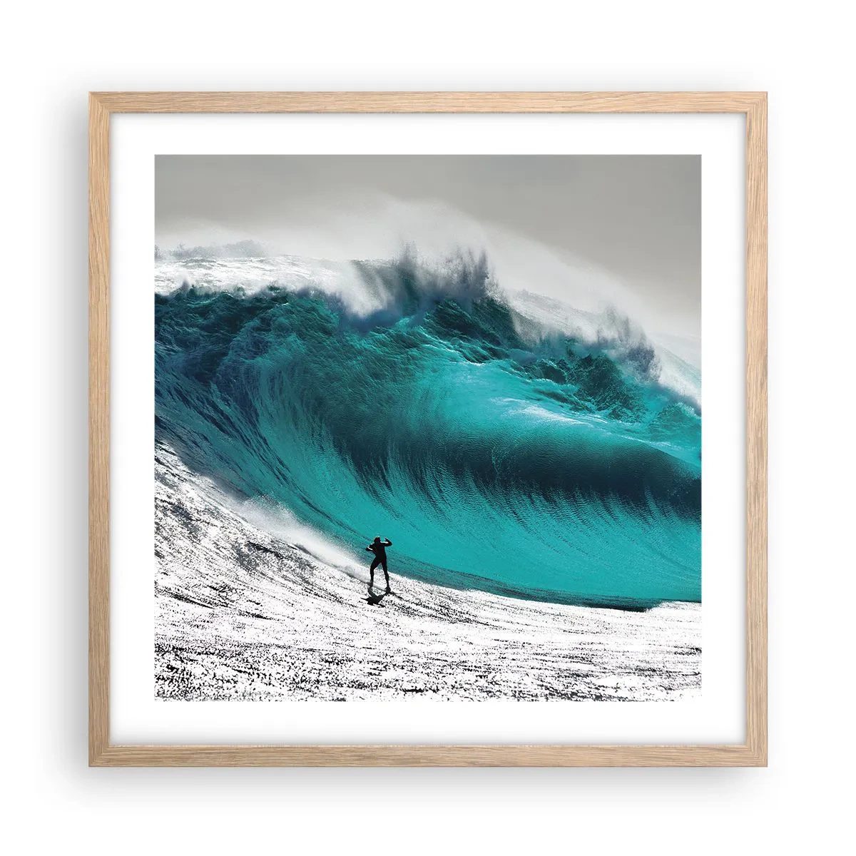 Plakat i ramme af lyst egetræ - Udfordring accepteret - 50x50 cm