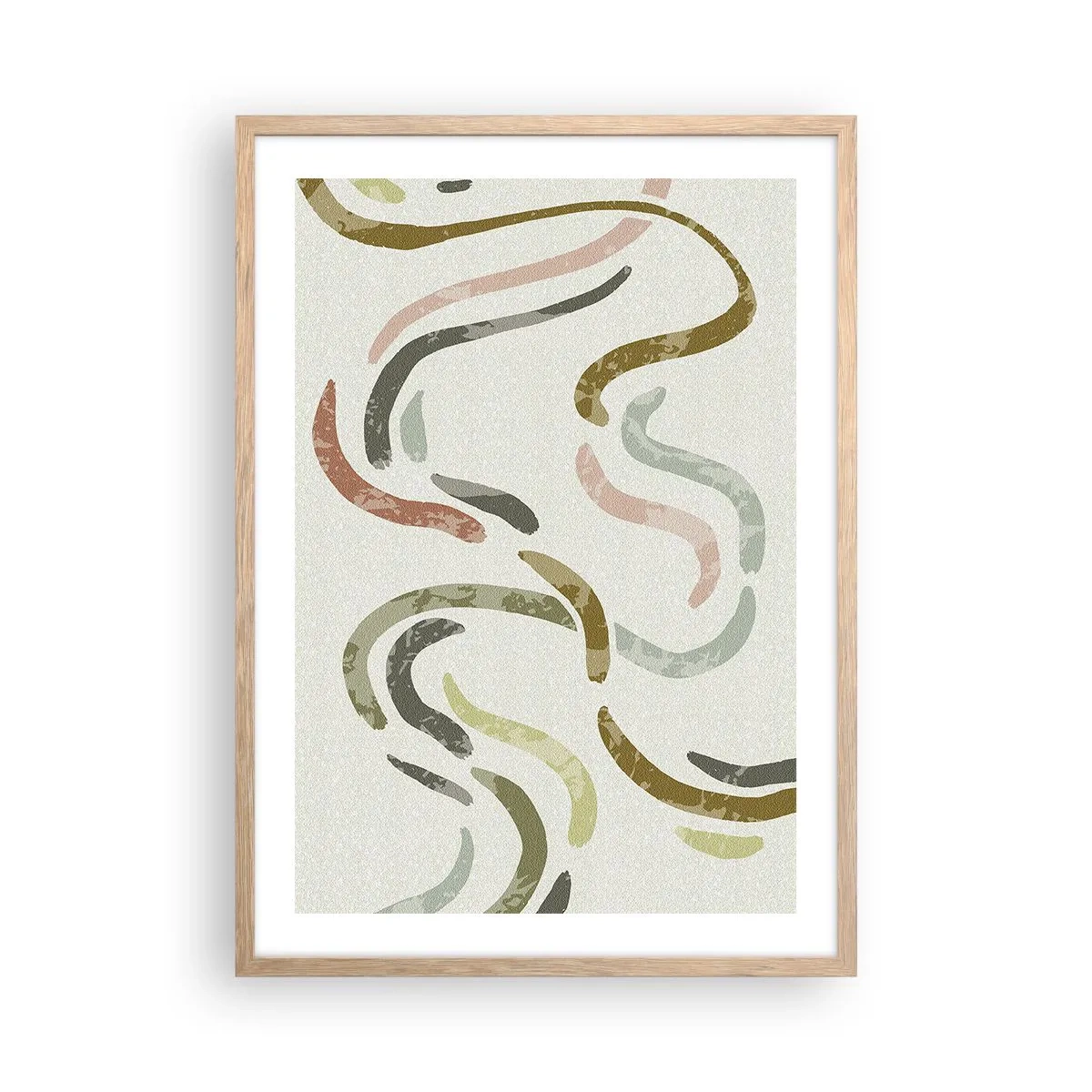 Plakat i ramme af lyst egetræ - Abstraktionens glade dans - 50x70 cm