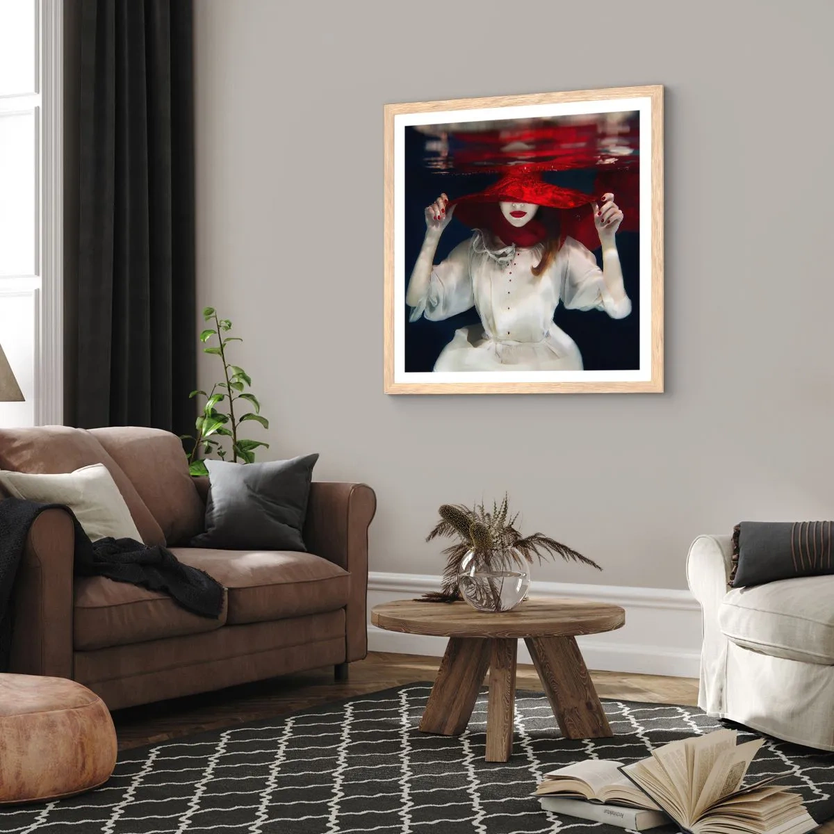 Plakat i ramme af lyst egetræ - Vidunderkvinden - 30x30 cm
