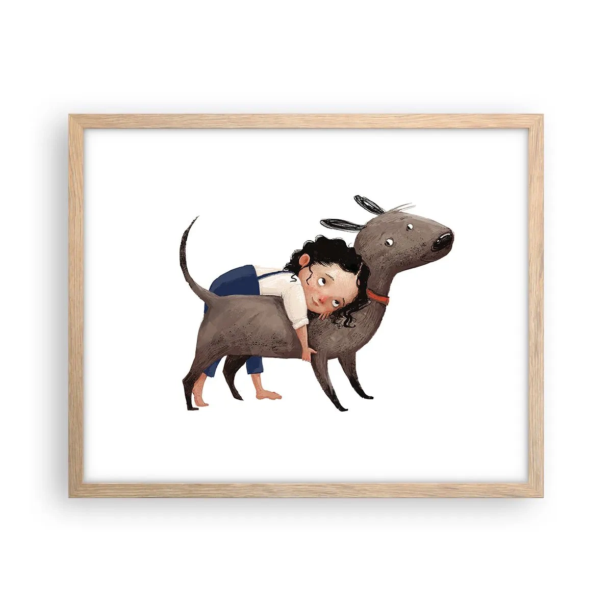 Plakat i ramme af lyst egetræ - Bedste venner - 50x40 cm