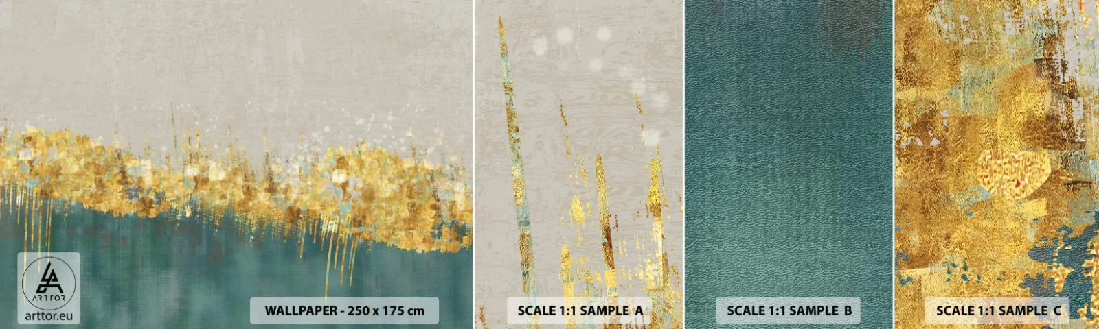 Fototapet Prøve Standard Eco - Den gyldne grænse - Art Deco, Stykke, Pastel - 100x30 cm