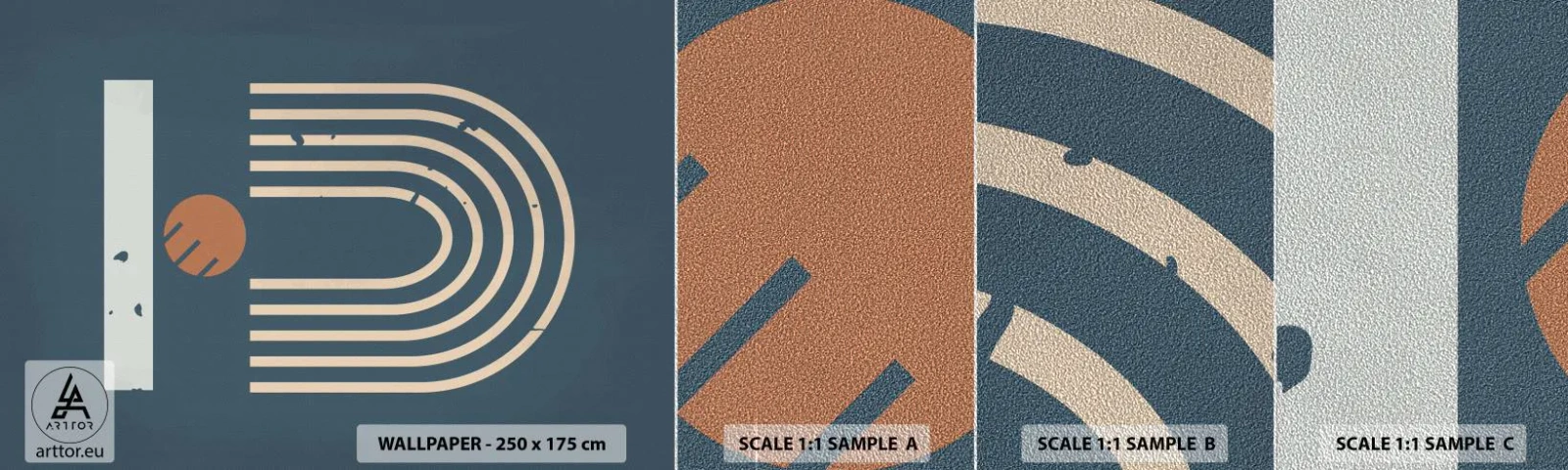 Prøve Fototapet Premium Sand - Geometri på granatæble - Abstraktion, Stykke, Grafik - 100x30 cm
