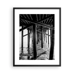 Plakat i sort ramme - Strandskjul - 40x50 cm