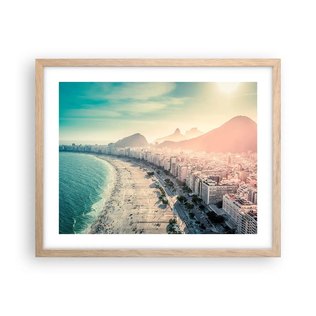 Plakat i ramme af lyst egetræ - Evig ferie i Rio - 50x40 cm