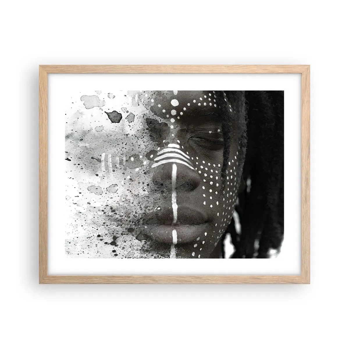 Plakat i ramme af lyst egetræ - Opdag den oprindelige ånd - 50x40 cm