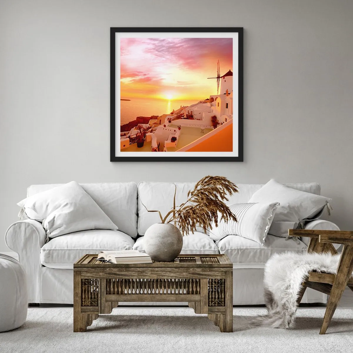 Plakat i sort ramme - Opløses i hvidt og guld - 30x30 cm