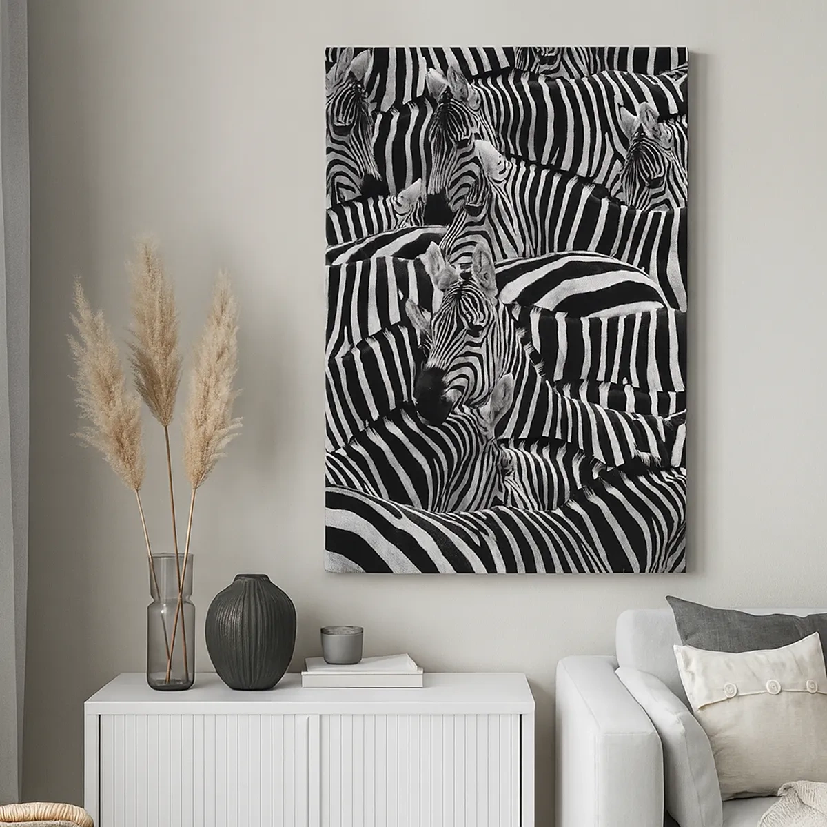 Lærredstryk - Billede på lærred - Stribet gruppeportræt - 50x70 cm