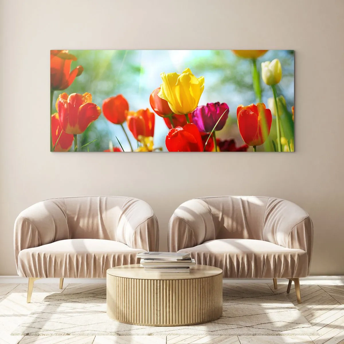 Billede på glas - Alle solens farver - 100x40 cm