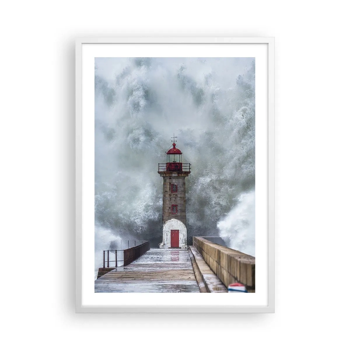 Plakat i hvid ramme - Vandets brusen, vindens susen, lyden af vinden - 50x70 cm