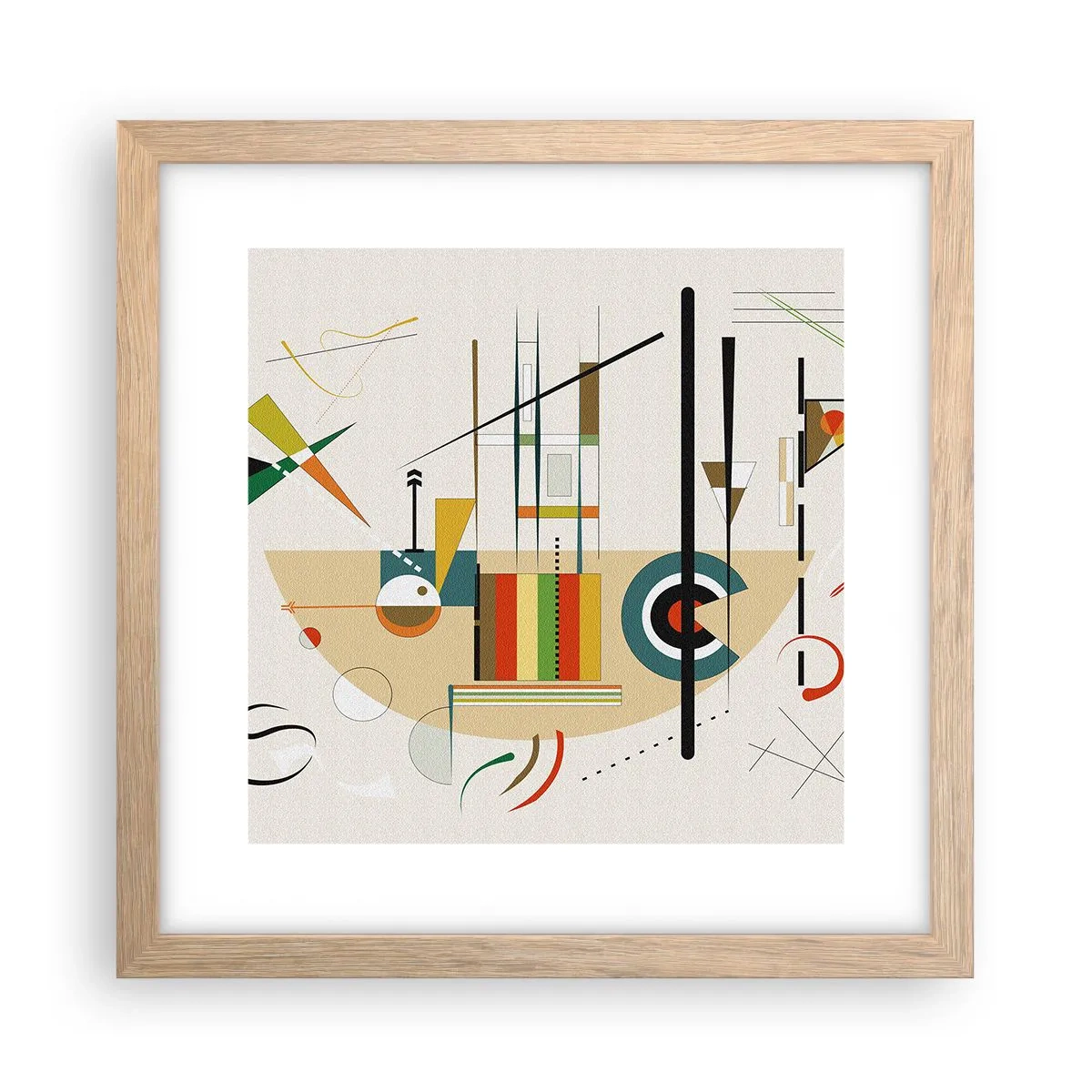 Plakat i ramme af lyst egetræ - Og verden griner - 30x30 cm