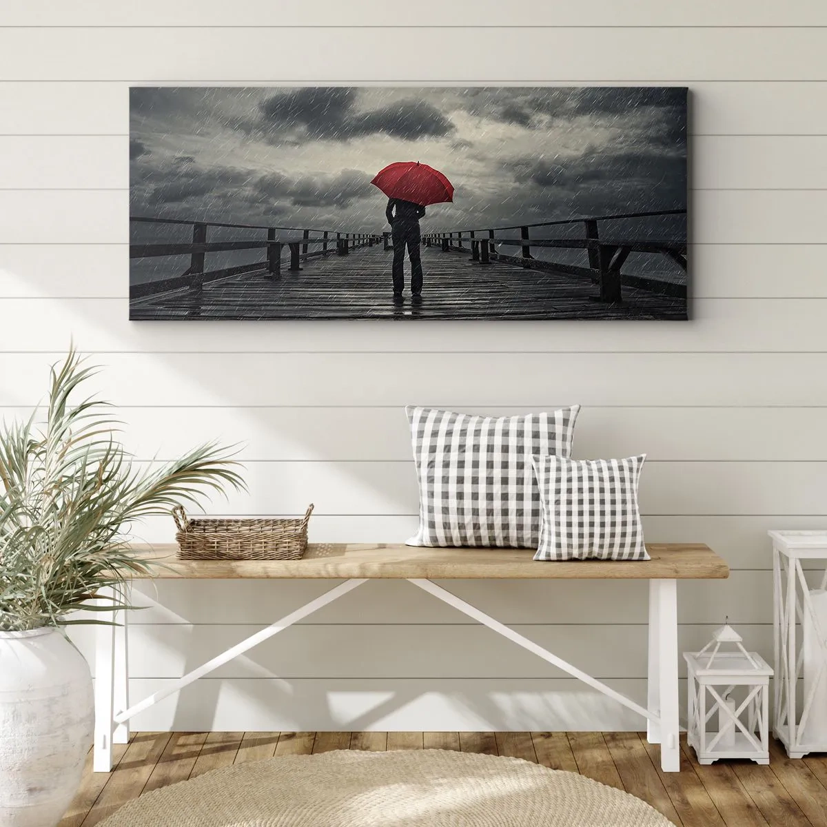 Lærredstryk - Billede på lærred - Det er ingenting, hvis det regner - 100x40 cm