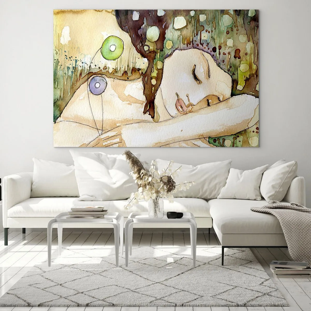 Billede på glas - Smaragd-violet drøm - 120x80 cm