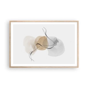 Plakat i ramme af lyst egetræ - Perler i luften - 91x61 cm