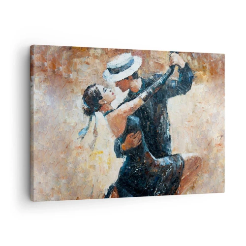 Lærredstryk - Billede på lærred - Et par danser tango i en romantisk, elegant stil - 70x50cm - A la Rudolf Valentino - Moderne vægdekoration til stue og soveværelse ARTTOR
