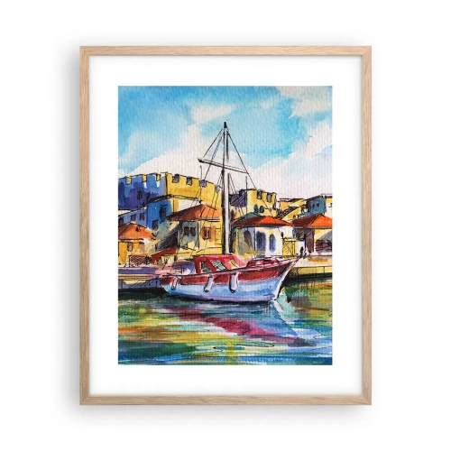 Plakat i ramme af lyst egetræ - Regnbue eftermiddag - 40x50 cm