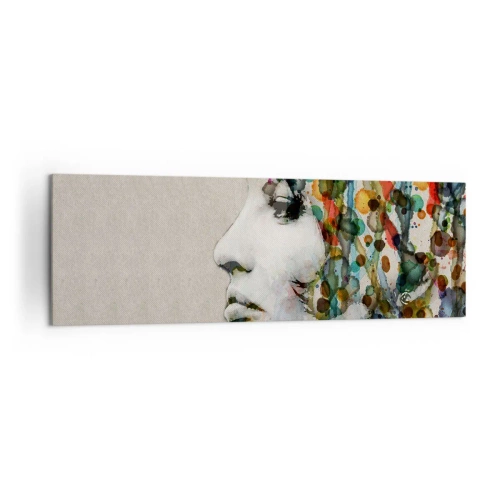 Lærredstryk - Billede på lærred - Hun kom ud af den grå - 160x50 cm