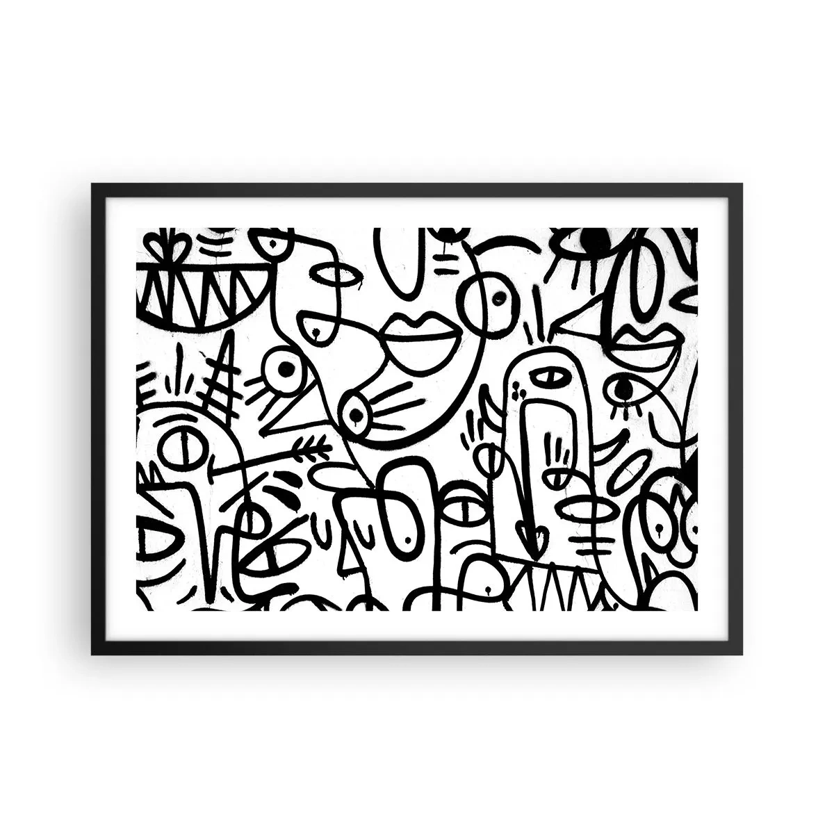 Plakat i sort ramme - Ansigter og luftspejlinger - 70x50 cm