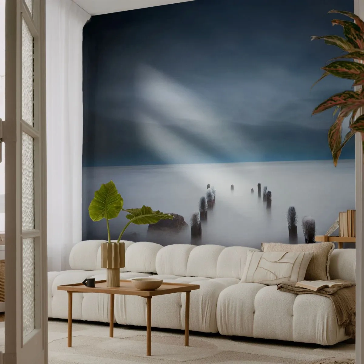 Fototapet Selvklæbende Deluxe Sticker - En betænksom sø - Landskab, Hav, Sø - 200x140 cm