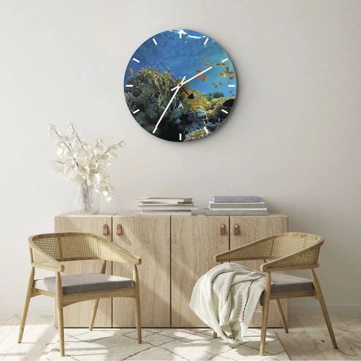 Vægur, Uret - Undervandsskatte - 40x40 cm