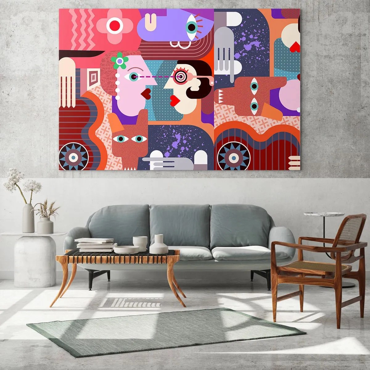 Billede på glas - Øje mod øje - 120x80 cm