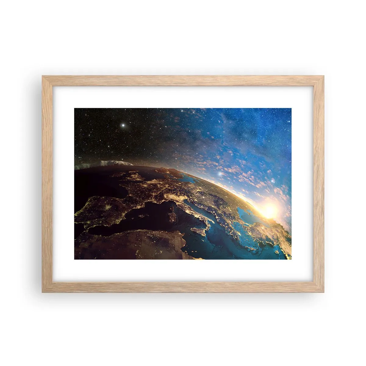 Plakat i ramme af lyst egetræ - Lad os se på hinanden på afstand - 40x30 cm