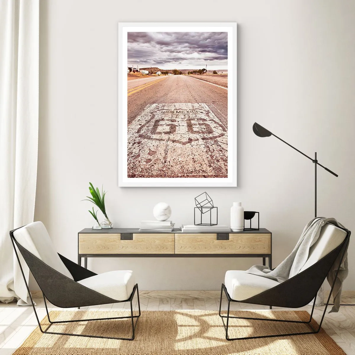 Plakat i hvid ramme - Mother Road - amerikansk legende - 50x70 cm