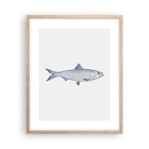 Plakat i ramme af lyst egetræ - Hilsner fra de nordlige have - 40x50 cm