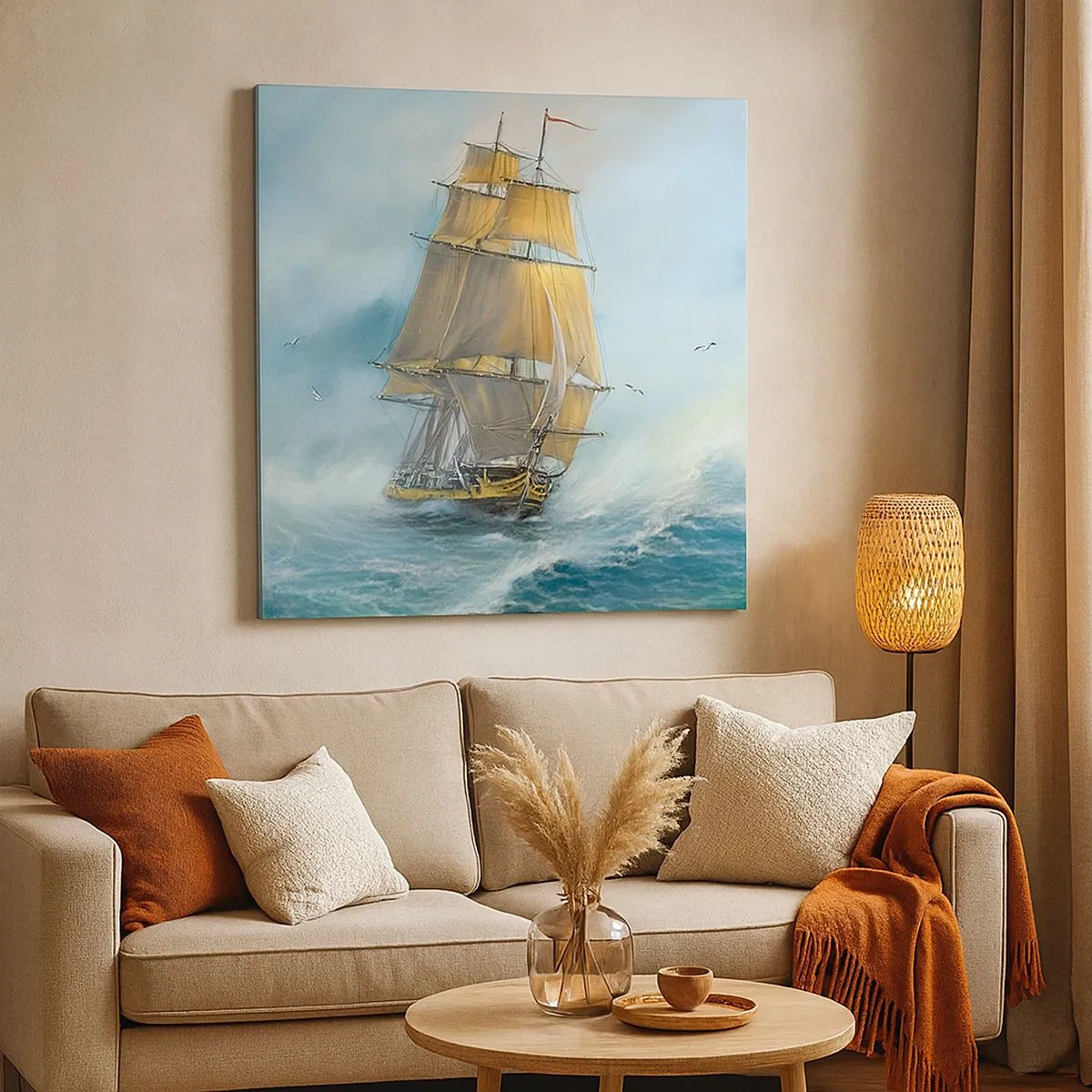 Lærredstryk - Billede på lærred - Bølgende gennem bølgerne - 30x30 cm